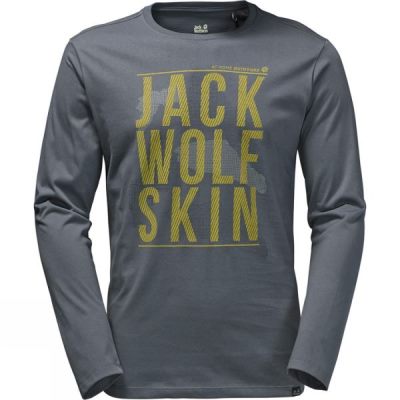 Playeras Jack Wolfskin Floating Ice Manga Larga Hombre Gris Oscuro - Chile KLY970816